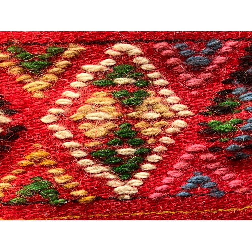 Bolivian Chuspa Cocoa Leaf Bag Backpack 11x14 Handwoven Wool Geometric & Striped - Picture 4 of 14